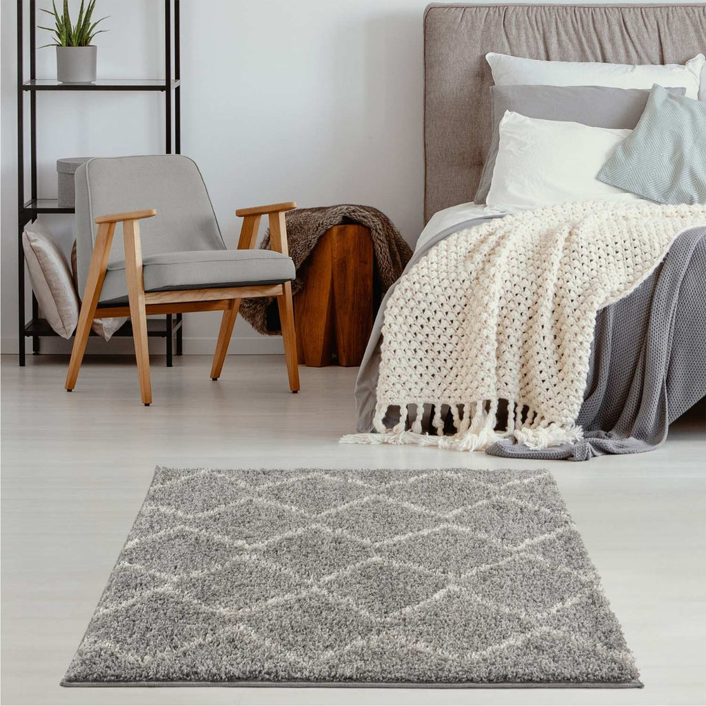 Moroccan Grey Shaggy Rug