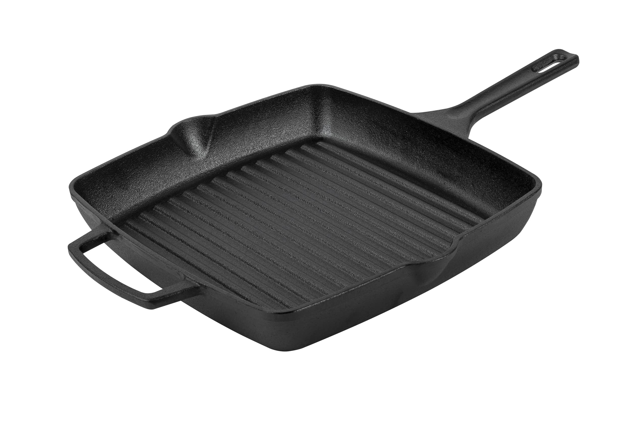 Cast Iron Griddle Pan - Pre Seasoned Square Cast Iron Pan 25cm, Induction suitable, BBQ & Oven Safe, Toxin Free Cast Iron Skillet