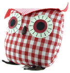 19cm Red Checkered Door Stop - Owl
