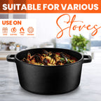 4.7L/5.0 Quart Pre Seasoned Cast Iron Pan, Dutch Oven with Lid, Dual Function Griddle Pan, 10.6 Inch (27 cm), Casted Pot with lid, Casserole