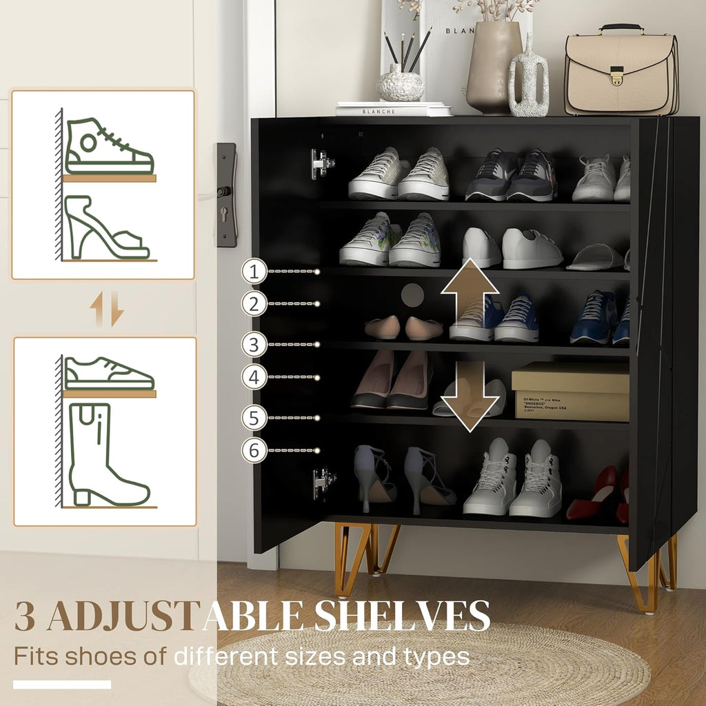 Shoe Storage Cabinet with Soft-Close Hinges and Adjust Shelves