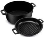 4.7L/5.0 Quart Pre Seasoned Cast Iron Pan, Dutch Oven with Lid, Dual Function Griddle Pan, 10.6 Inch (27 cm), Casted Pot with lid, Casserole