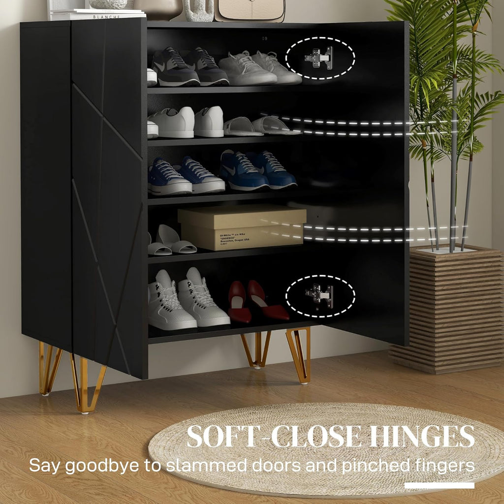 Shoe Storage Cabinet with Soft-Close Hinges and Adjust Shelves