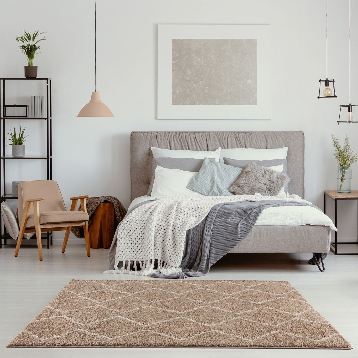 Moroccan Beige Shaggy Rug