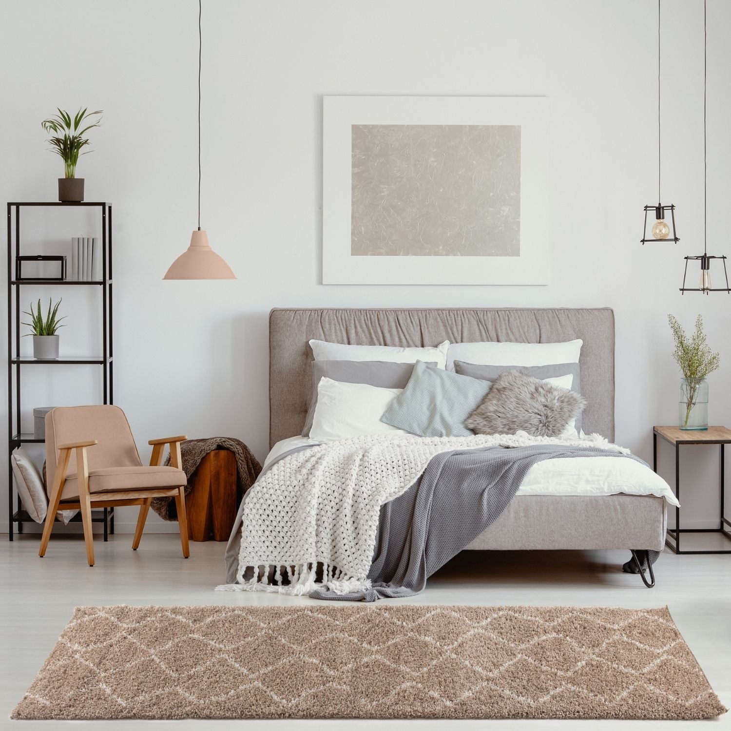 Moroccan Beige Shaggy Rug