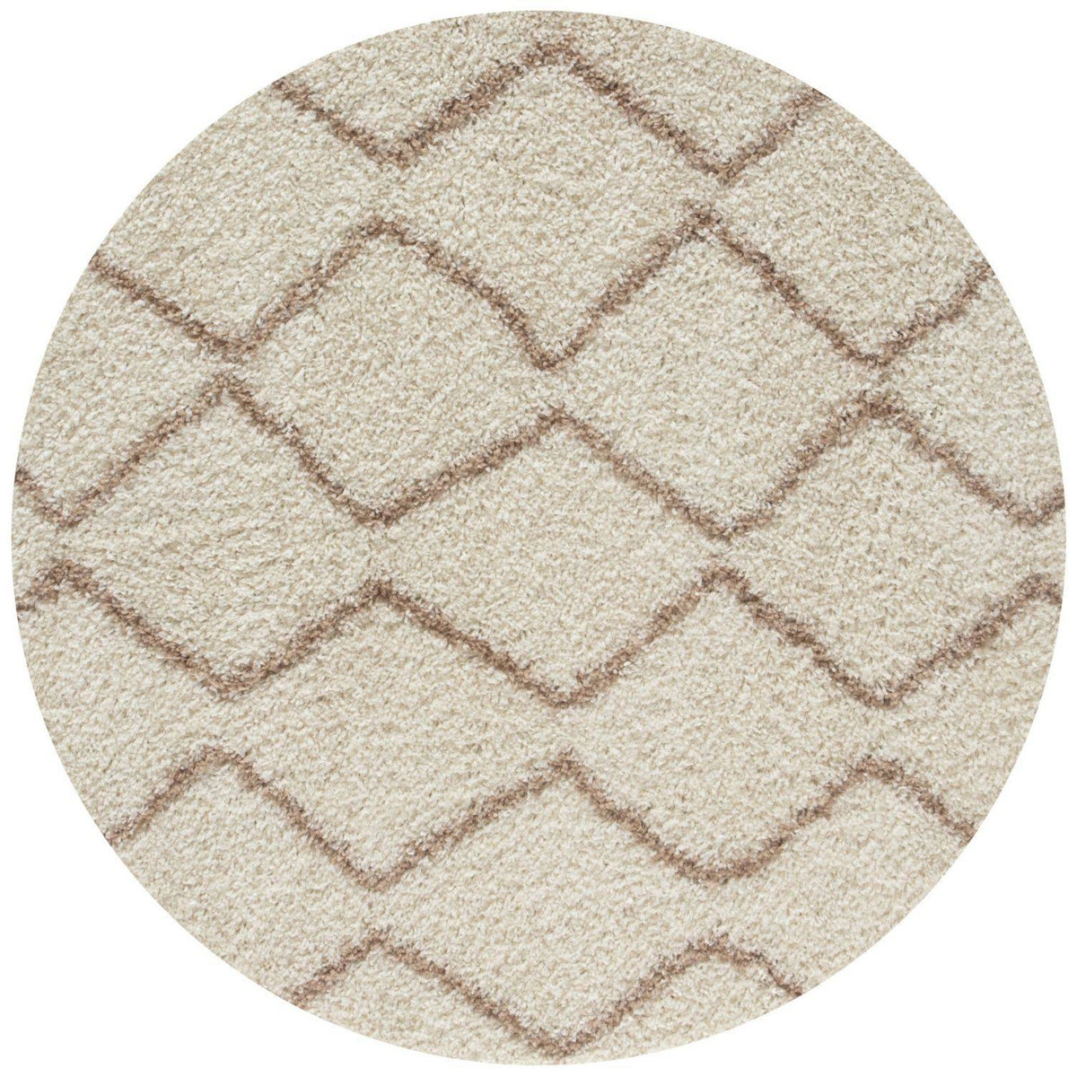Moroccan Ivory Beige Shaggy Rug Ø 120 cm