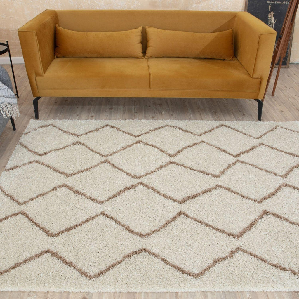 Moroccan Ivory Beige Shaggy Rug
