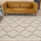 Moroccan Ivory Beige Shaggy Rug