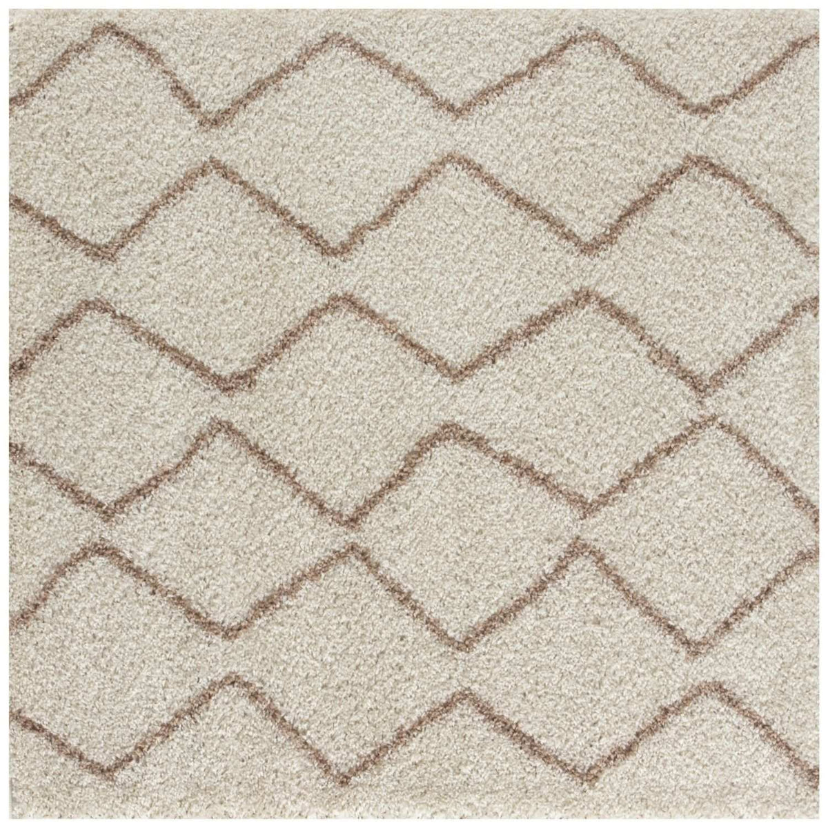 Moroccan Ivory Beige Shaggy Rug 120X120 cm