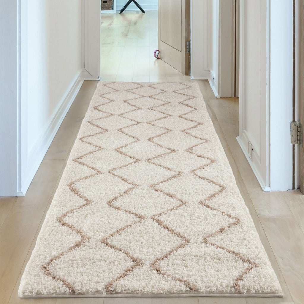 Moroccan Ivory Beige Shaggy Rug