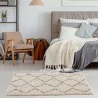 Moroccan Ivory Beige Shaggy Rug