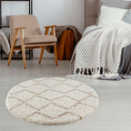 Moroccan Ivory Beige Shaggy Rug