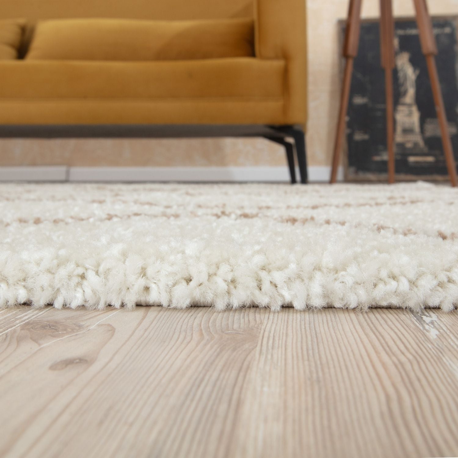 Moroccan Ivory Beige Shaggy Rug