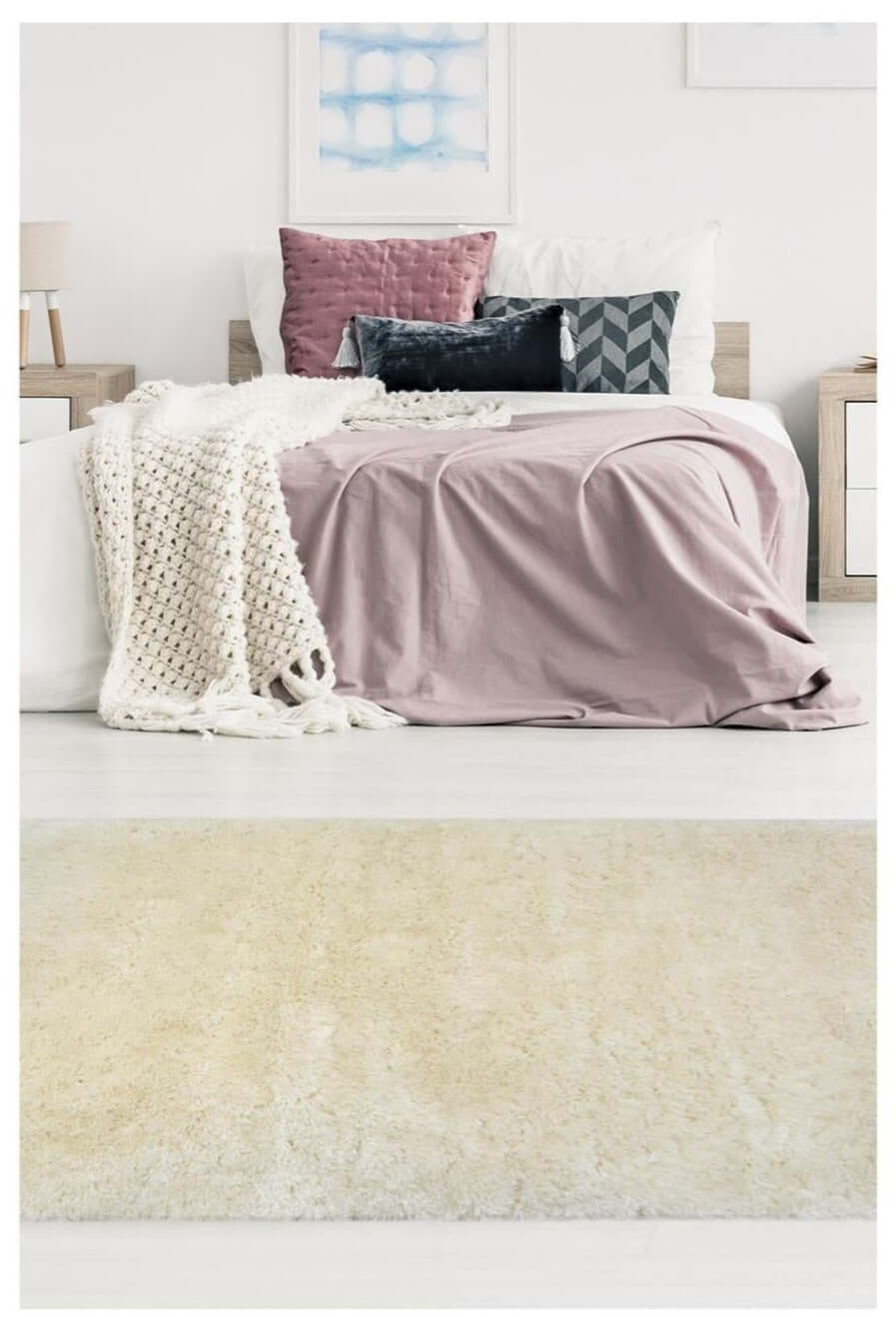 Soft Washable Ivory Shaggy Rug