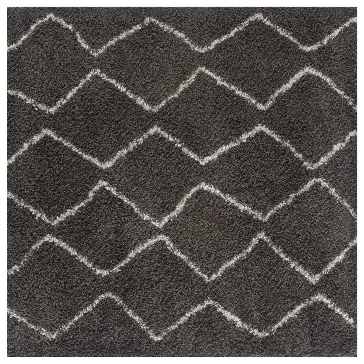 Moroccan Dark Grey Shaggy Rug 120X120 cm
