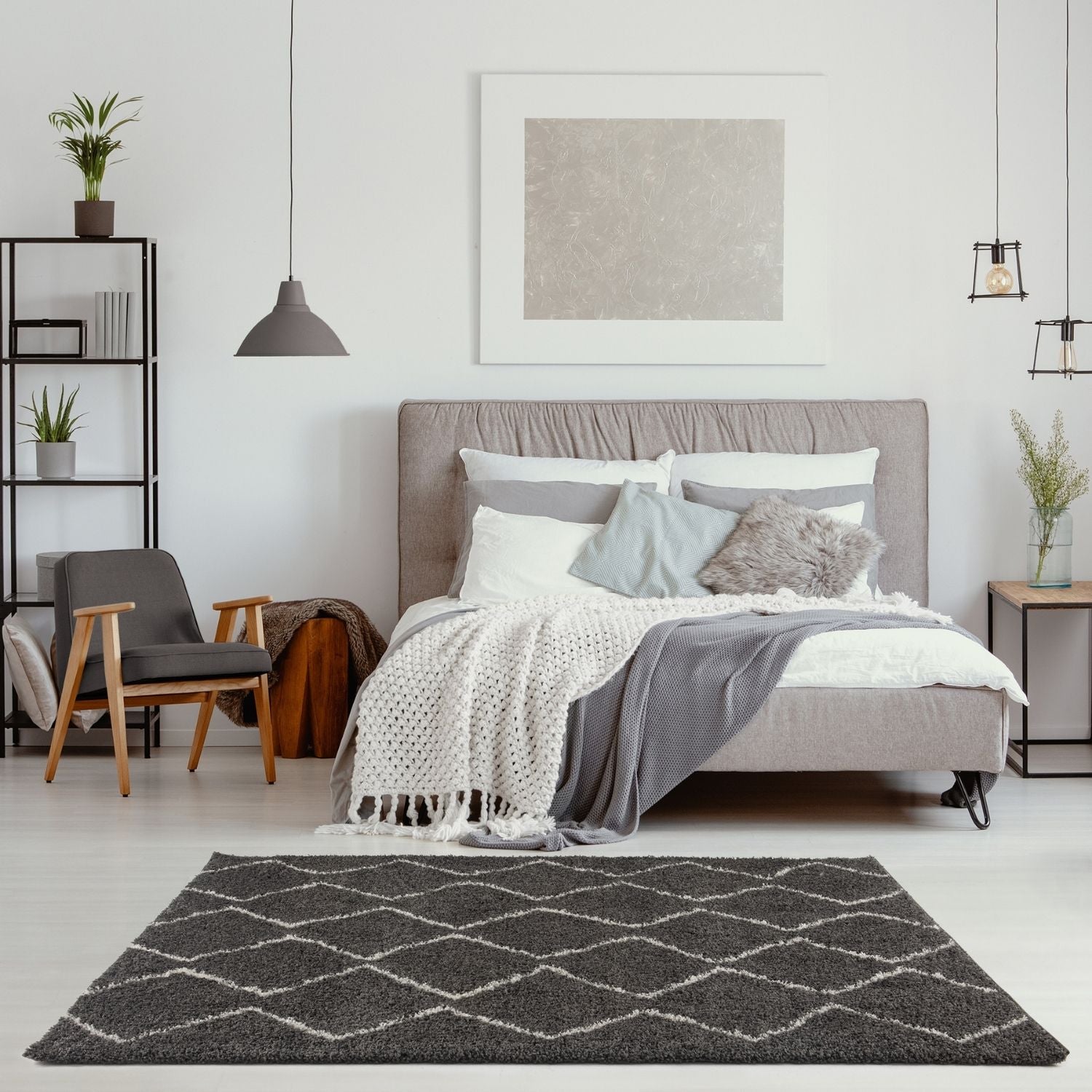Moroccan Dark Grey Shaggy Rug
