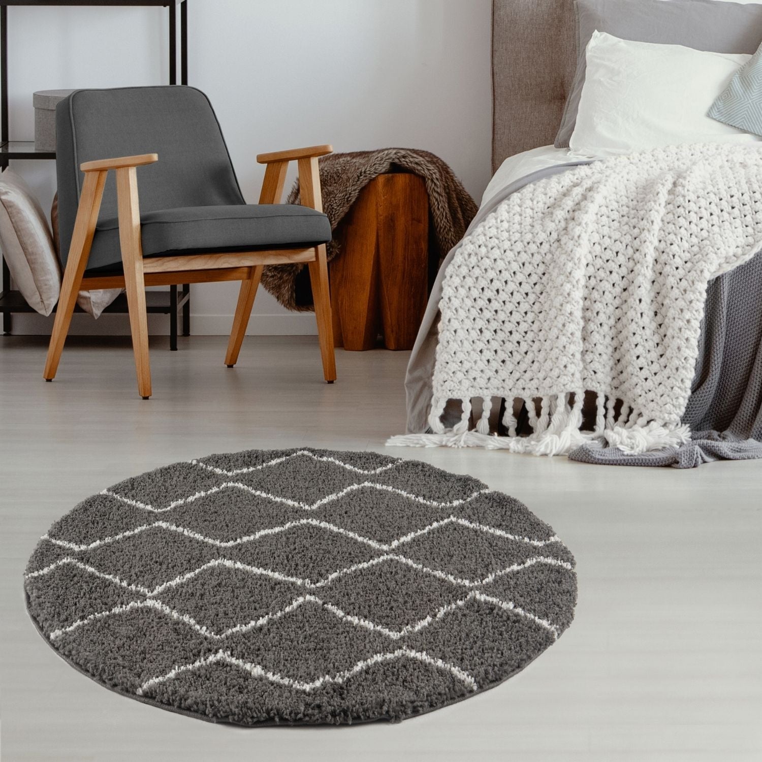 Moroccan Dark Grey Shaggy Rug