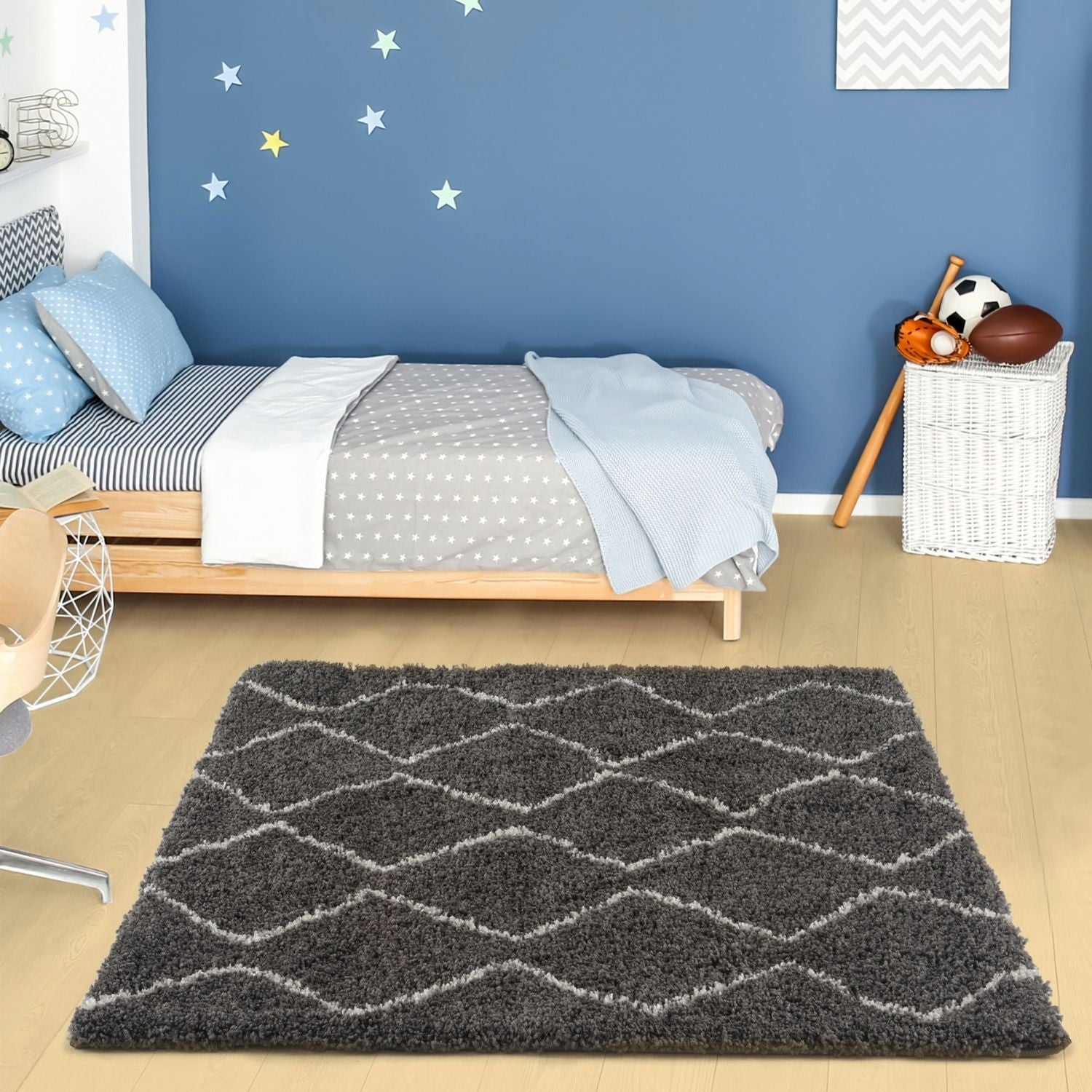 Moroccan Dark Grey Shaggy Rug