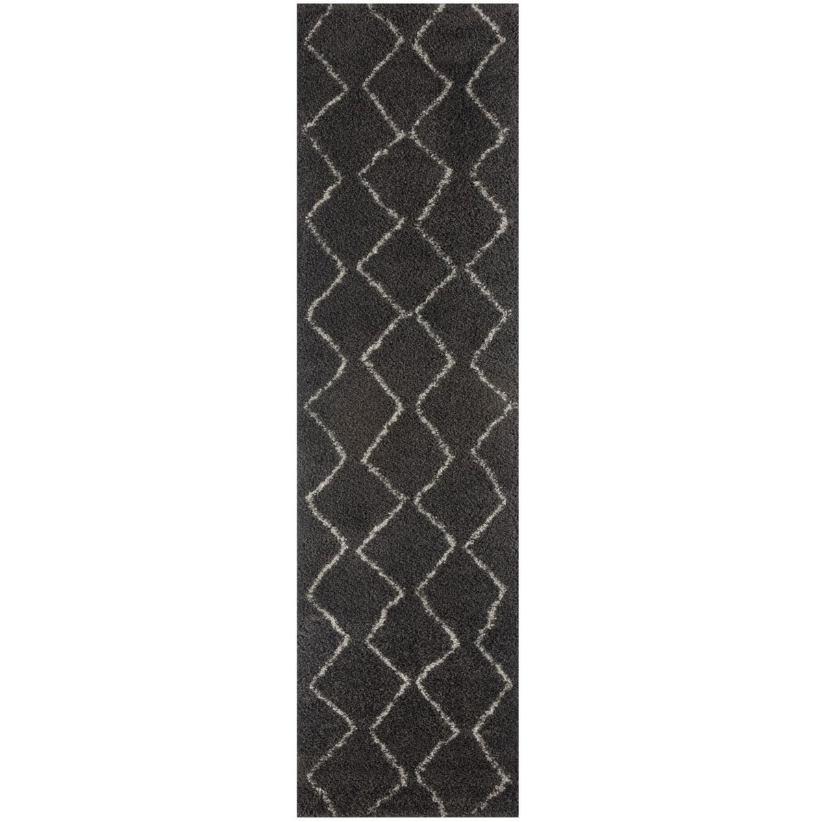 Moroccan Dark Grey Shaggy Rug 80X300 cm