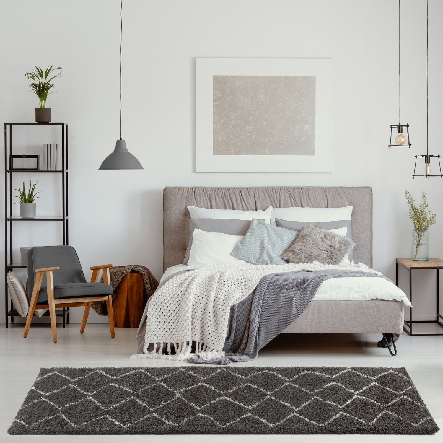 Moroccan Dark Grey Shaggy Rug