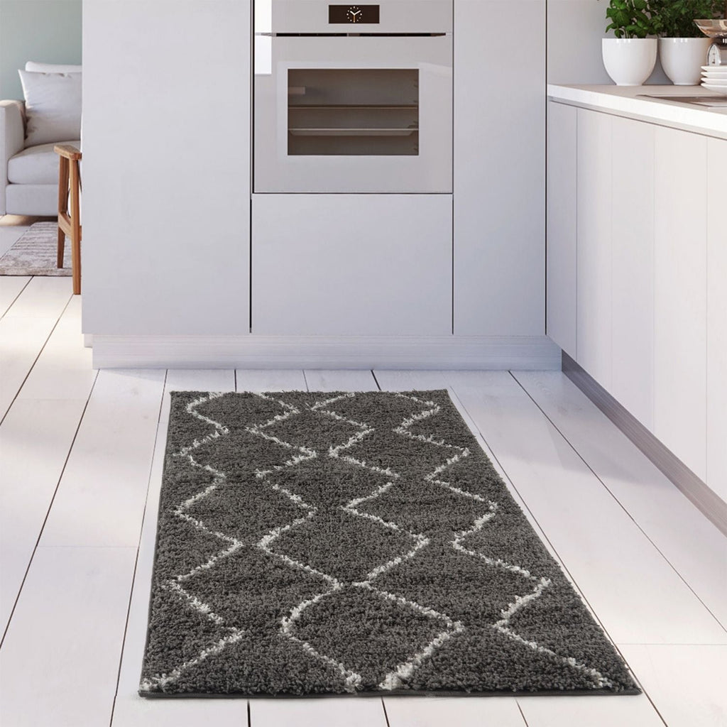 Moroccan Dark Grey Shaggy Rug
