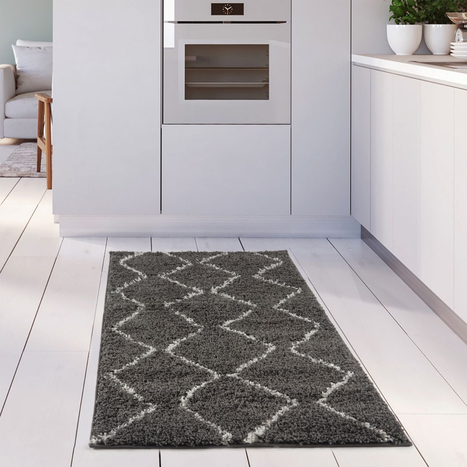 Moroccan Dark Grey Shaggy Rug