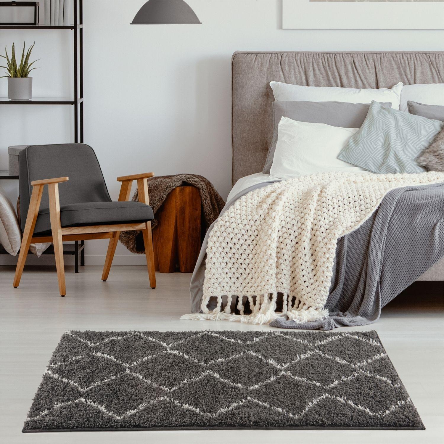 Moroccan Dark Grey Shaggy Rug