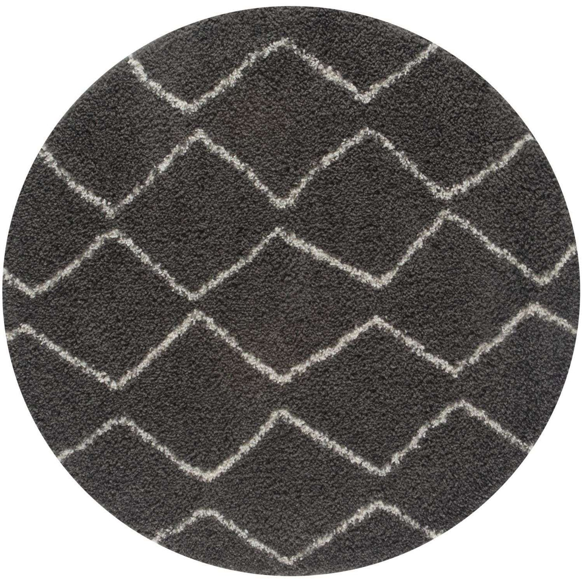 Moroccan Dark Grey Shaggy Rug Ø 120 cm