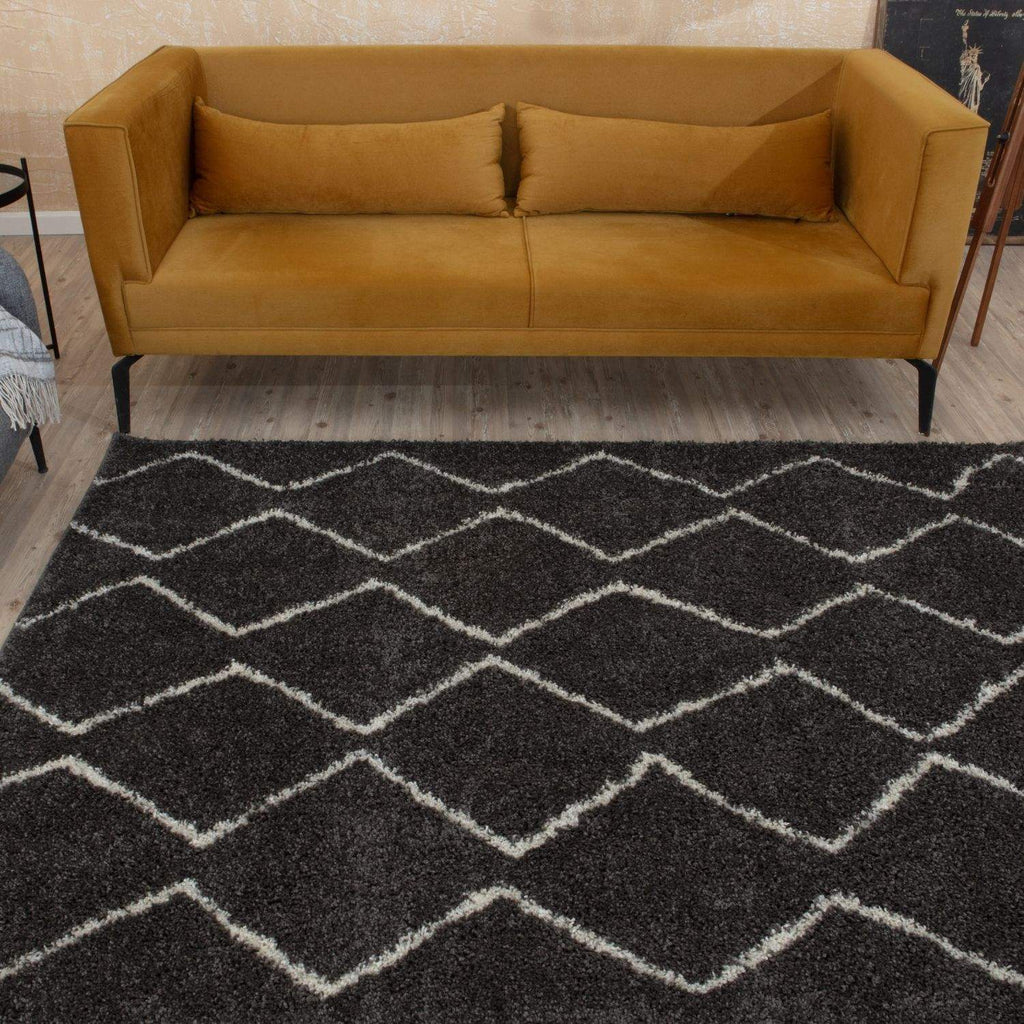 Moroccan Dark Grey Shaggy Rug