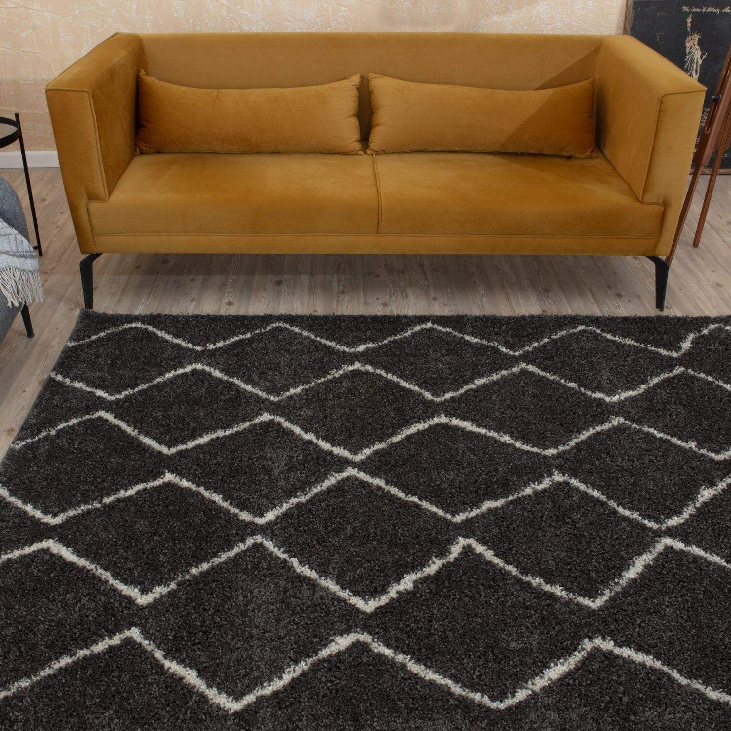 Moroccan Dark Grey Shaggy Rug