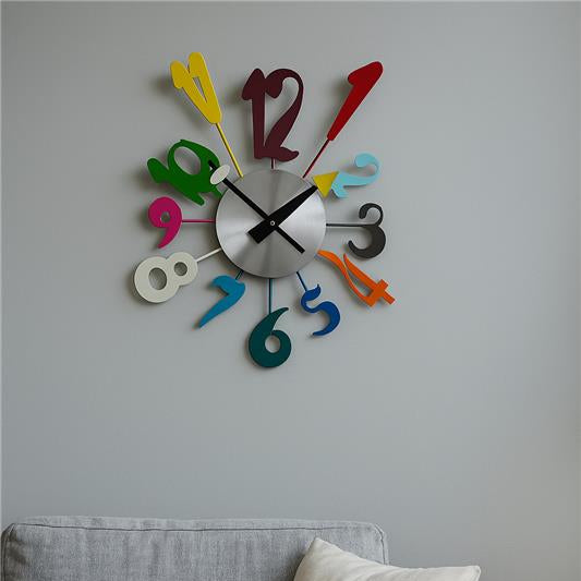 Multi Colour Funky Numbers Wall Clock