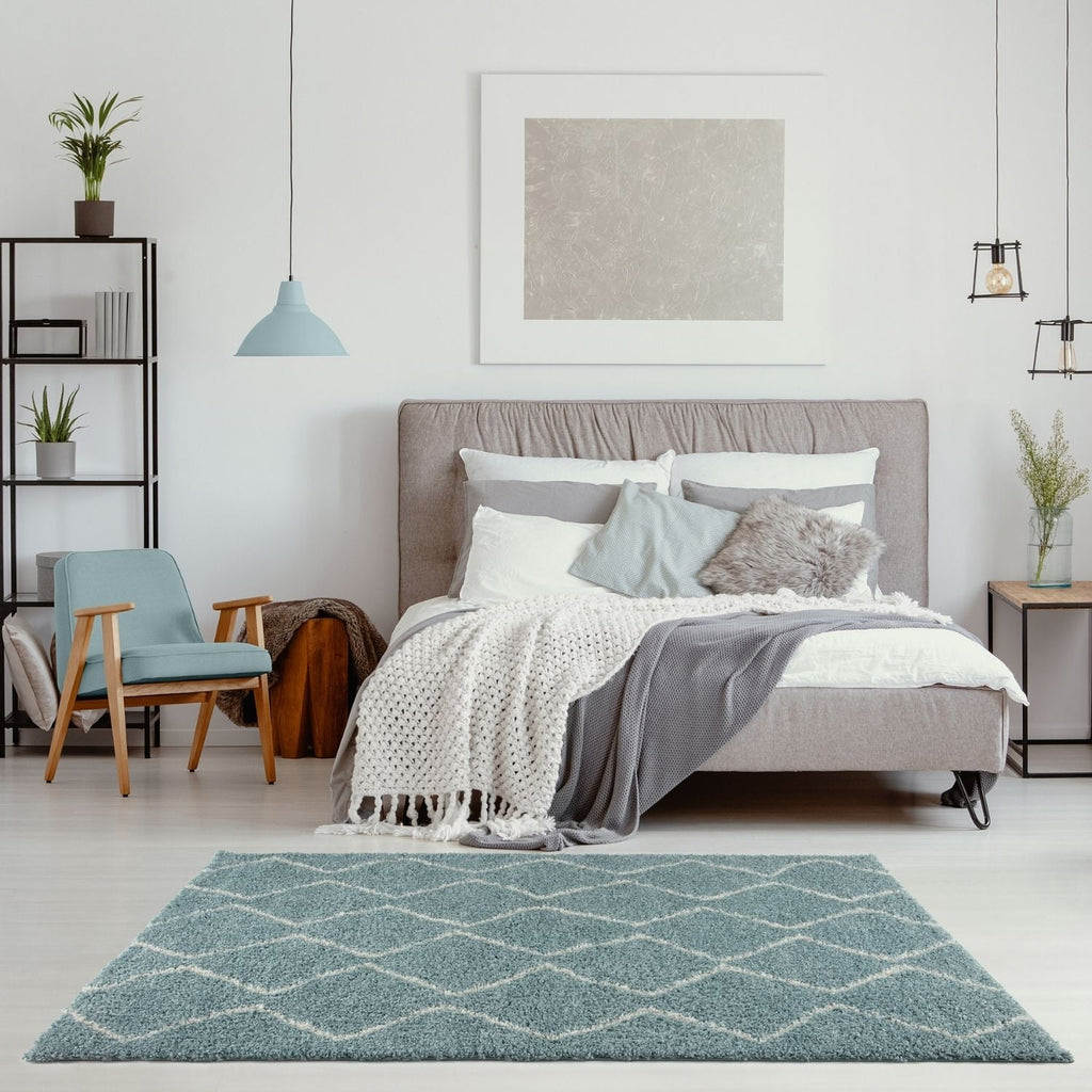 Moroccan Duck Egg Blue Shaggy Rug