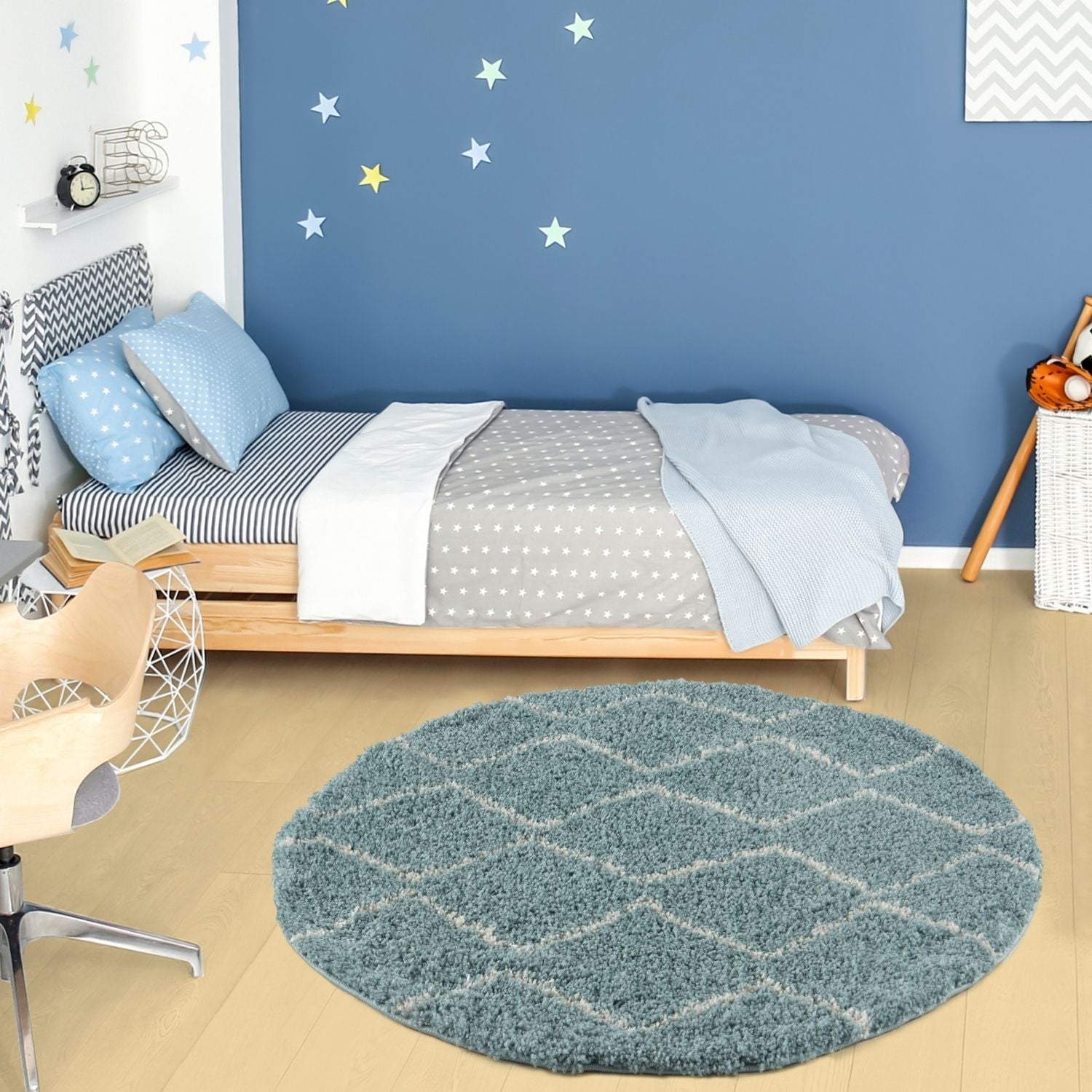 Moroccan Duck Egg Blue Shaggy Rug