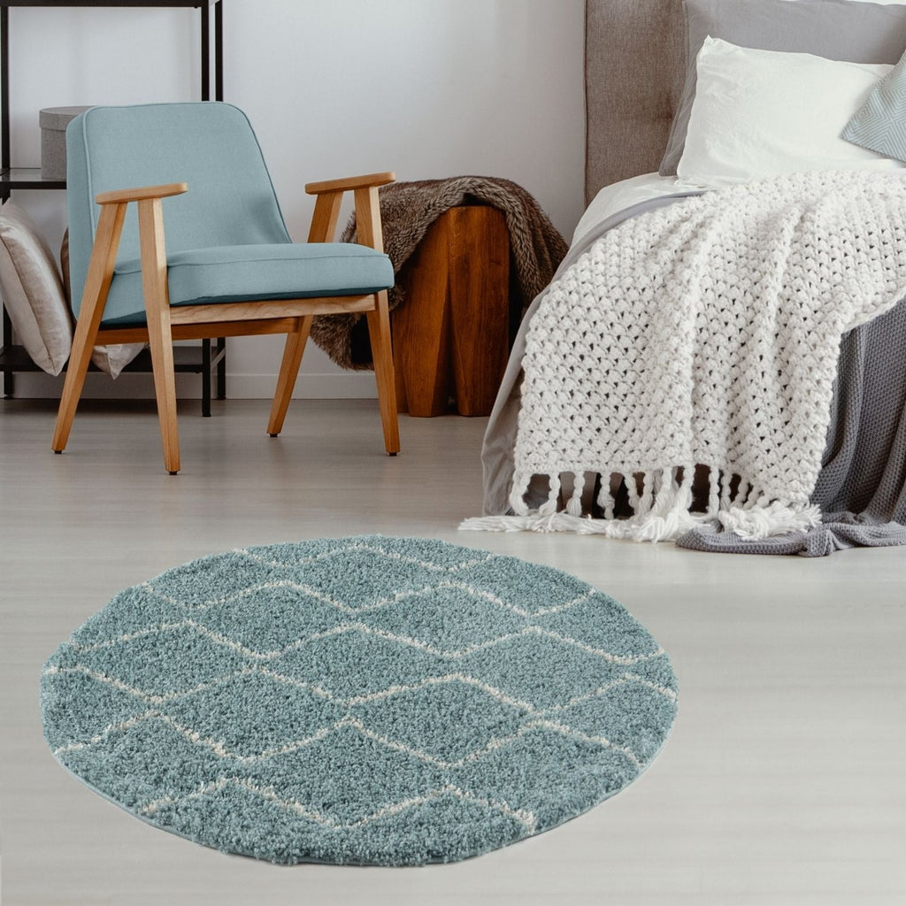 Moroccan Duck Egg Blue Shaggy Rug