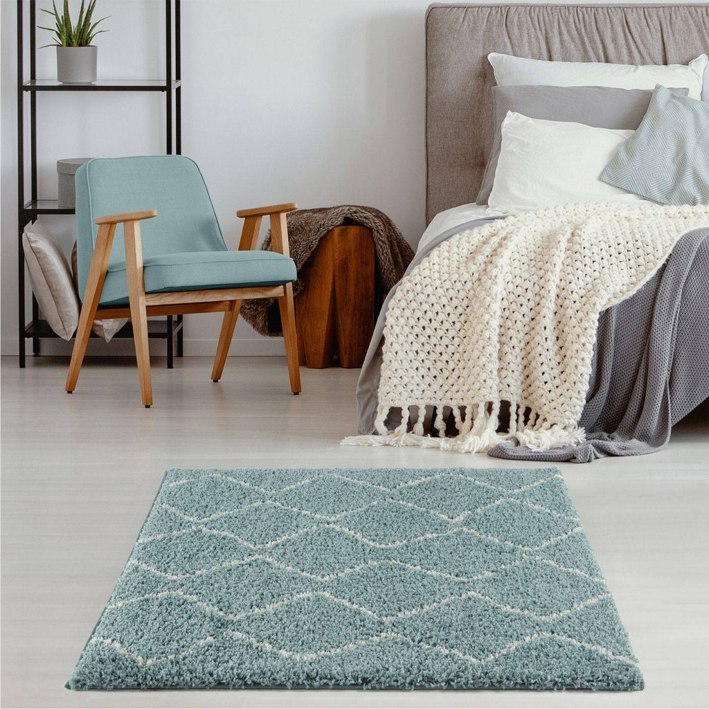Moroccan Duck Egg Blue Shaggy Rug