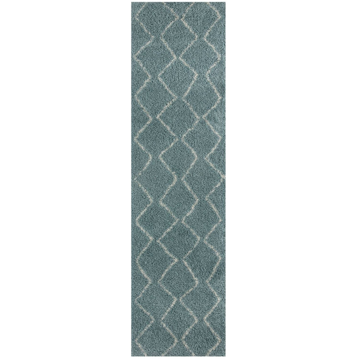 Moroccan Duck Egg Blue Shaggy Rug 80X300 cm