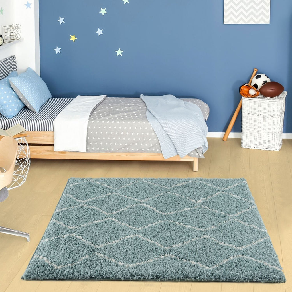 Moroccan Duck Egg Blue Shaggy Rug