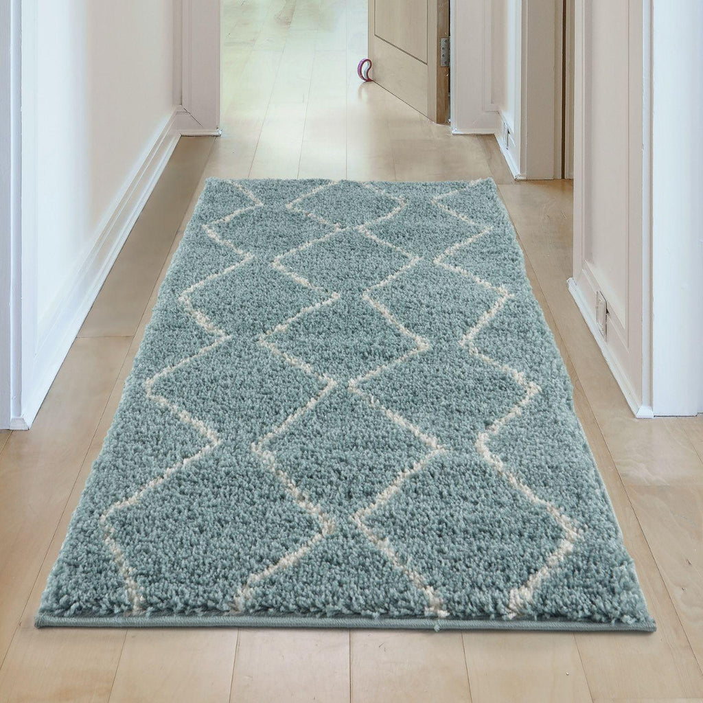 Moroccan Duck Egg Blue Shaggy Rug