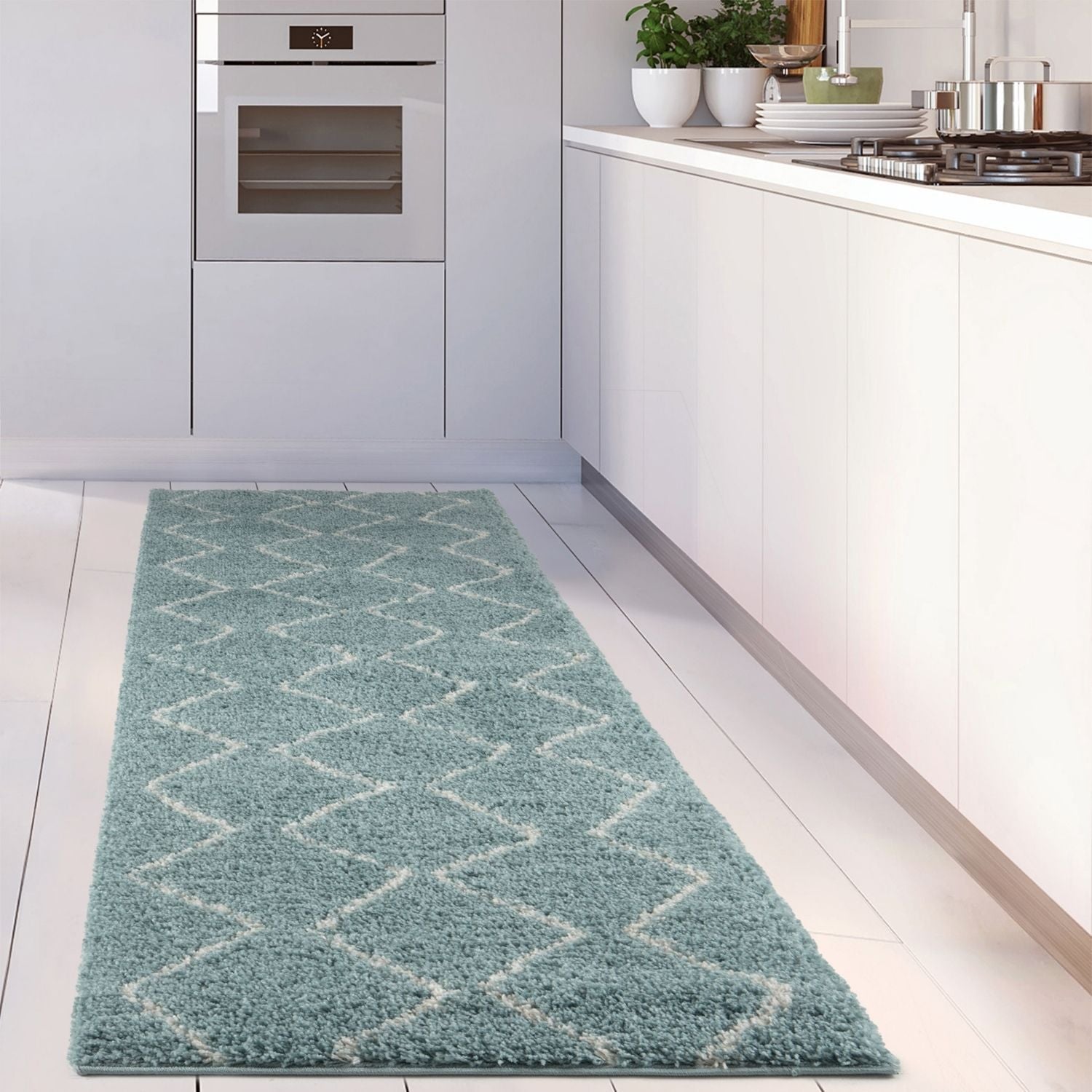 Moroccan Duck Egg Blue Shaggy Rug