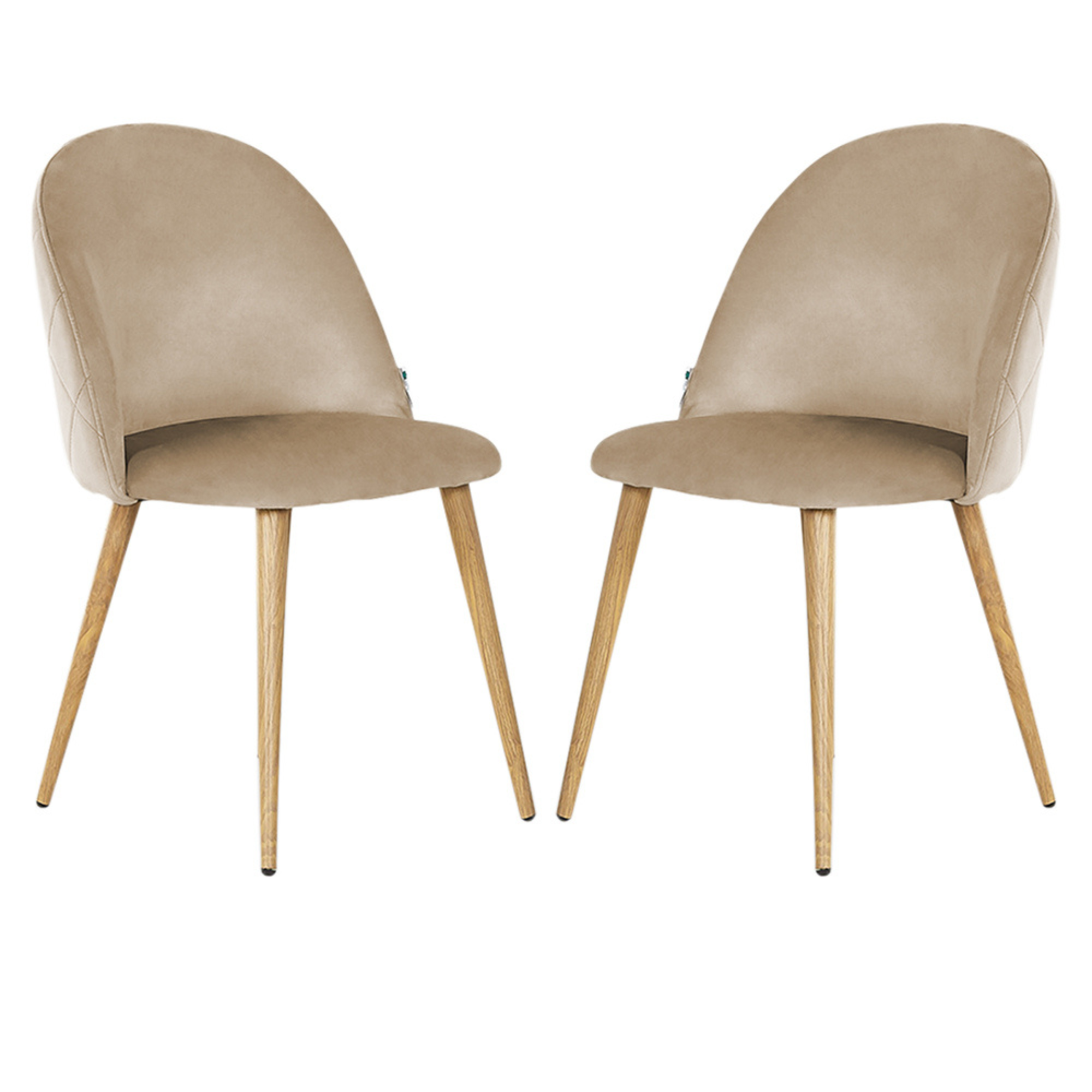 Velvet Dining Chair Or Dressing Table Chair Beige Set of 2