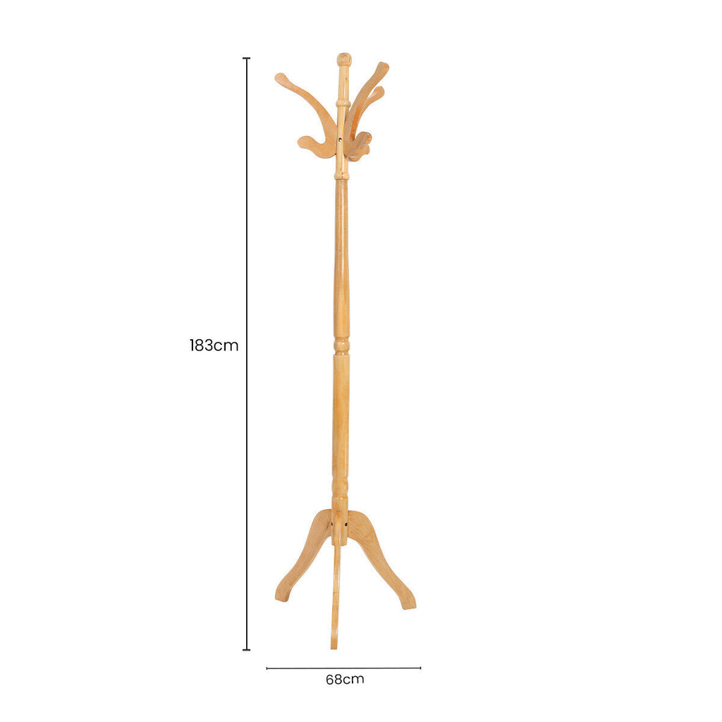 Natural Finish Light Wooden Coat Stand