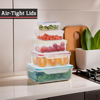5 Piece Rectangular Food Containers with Airtight Lids