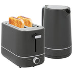 1.7L 3000W Fast Boil Electric Kettle and 2 Slice Toaster Set, Grey