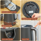 1.7L 3000W Fast Boil Electric Kettle and 2 Slice Toaster Set, Grey