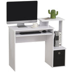 Computer Desk with Sliding Keyboard Tray, Storage Drawer and Shelf, Home Office Workstation, White White
