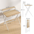 Folding Computer Desk with Monitor Shelf - Natural Wood Finish 81.5 cm