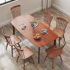 150 cm Rectangular Dining Table with Solid Wood Frame, Light Brown