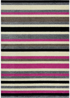 Linea Striped Pink Washable Rug