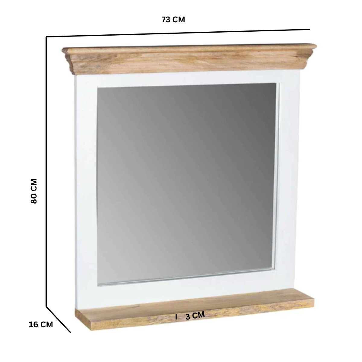Mirror Frame with Shelf in Solid Mango Wood