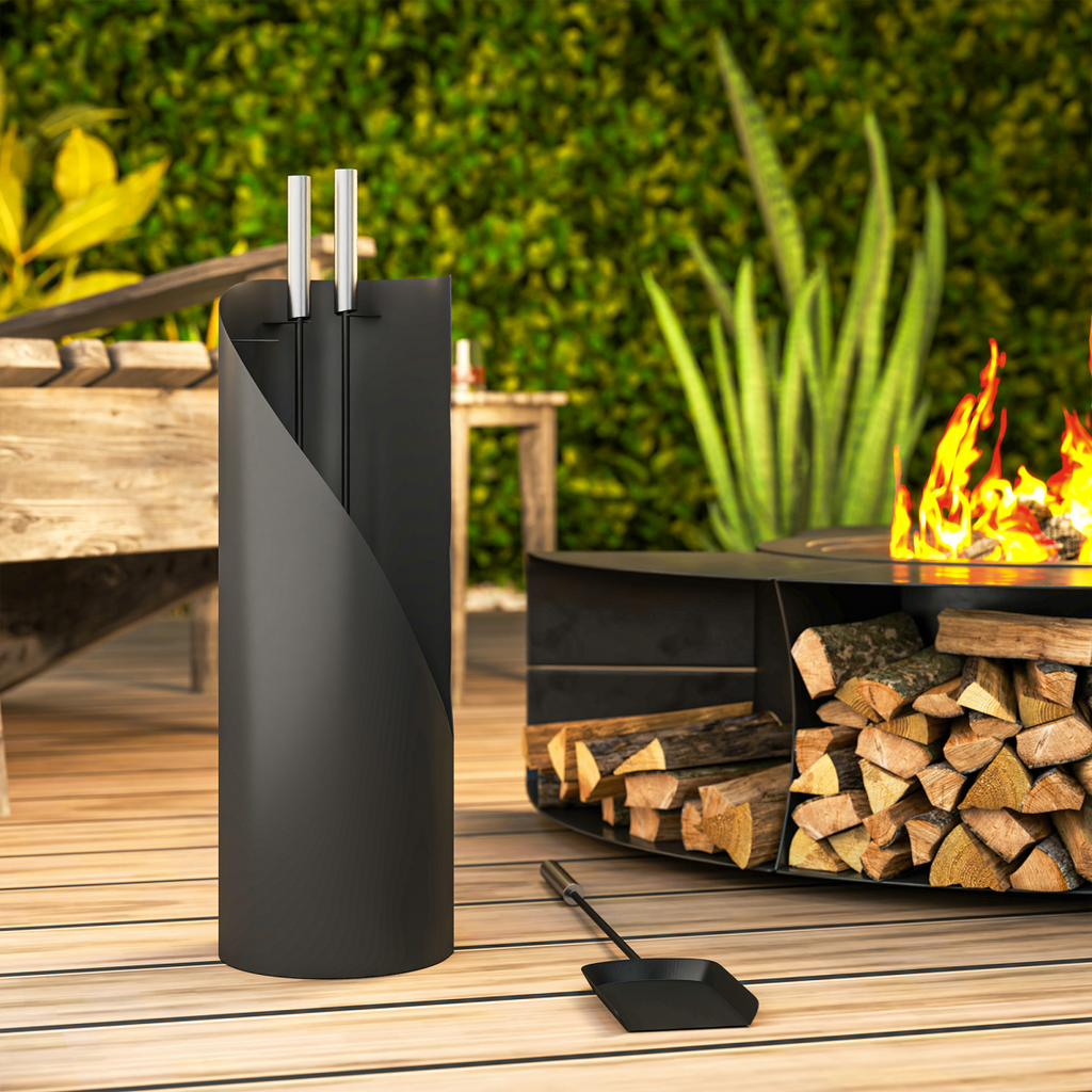 4 PCS Fireplace Companion Set, Metal Fireside Companion Set, Black